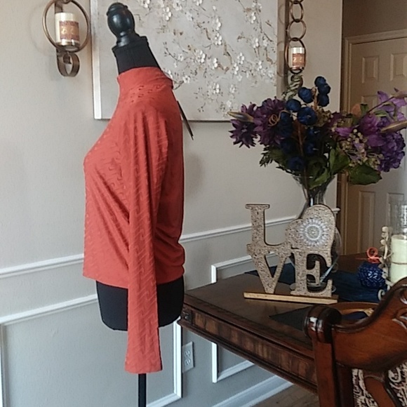 NWT Women's Nike Logo Print Mock-neck long Sleeve Top In Terracota. Size M - Picture 10 of 17